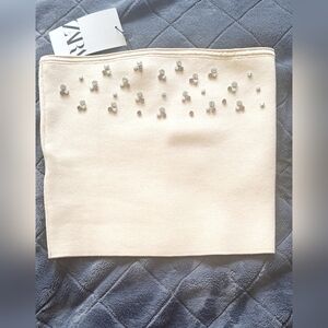 Ladies Zara Tan Tube Top with Bling - Brand New with tags